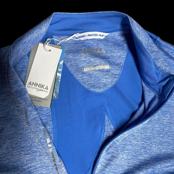 Annika by Cutter & Buck Light Blue M Quarter Zip UPF 50+ Golf Pullover NWT - Picture 5 of 12
